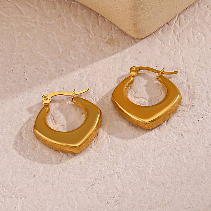 1 Paar elegante quadratische Edelstahl-Ohrringe mit 18-Karat-Vergoldung