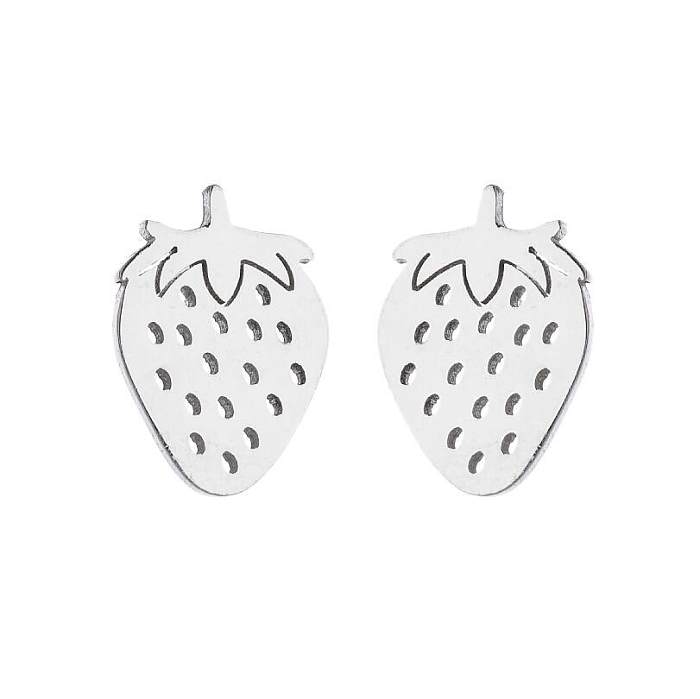 1 paire de clous d'oreilles en acier inoxydable, fruits de style simple