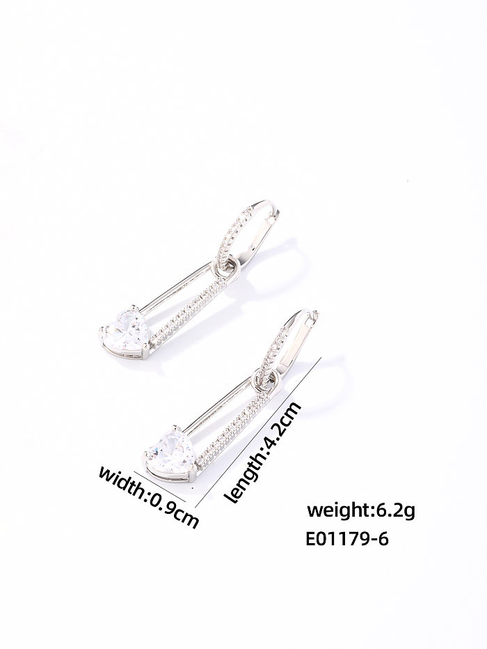 1 Paar schlichte Buchstaben-Inlay-Ohrringe aus Edelstahl mit Zirkon