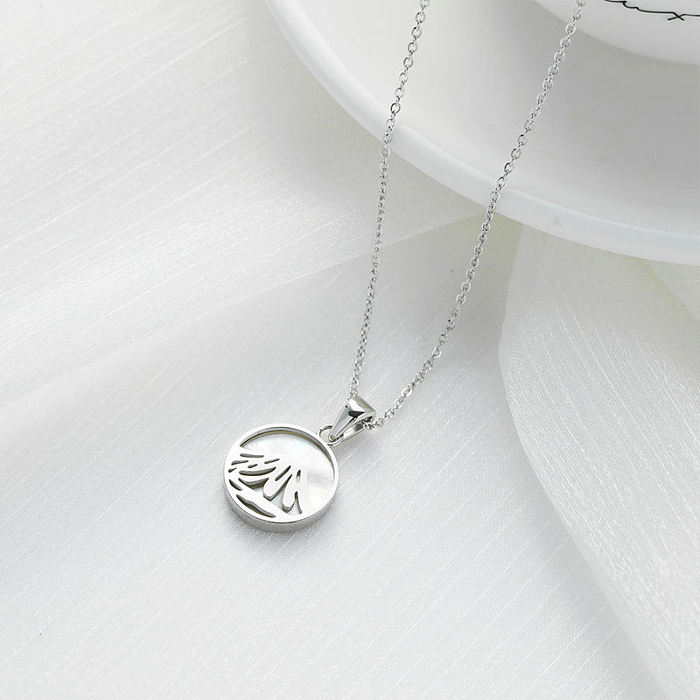 Elegant Human Plant Stainless Steel  Plating Inlay Shell White Gold Plated Gold Plated Pendant Necklace