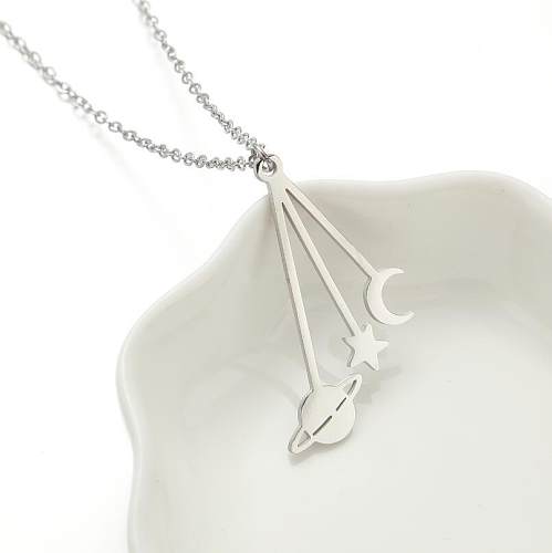 Fashion Star Moon Planet Stainless Steel  Stainless Steel Plating Pendant Necklace 1 Piece