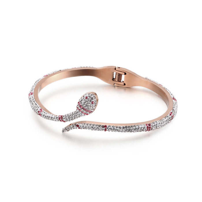 1 Piece Fashion Snake Stainless Steel Plating Zircon Bangle