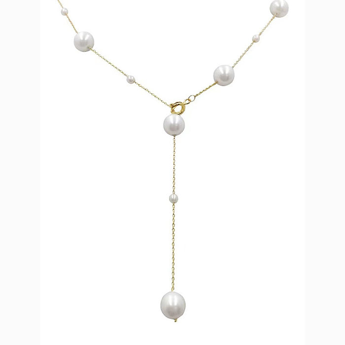 Süße runde Halskette mit Anhänger aus Edelstahl mit Quaste und Perlenbeschichtung, 1 Stück
