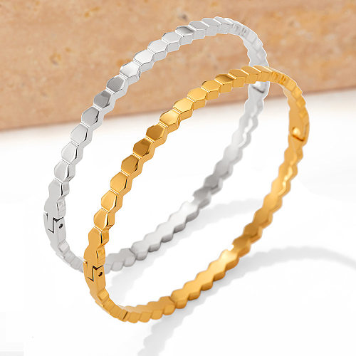 Simple Style Hexagon Stainless Steel Plating Bangle