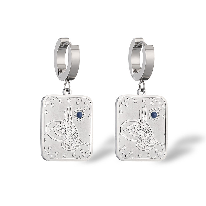 1 paire de boucles d'oreilles pendantes en acier inoxydable plaqué or 18 carats, Style Simple, placage géométrique