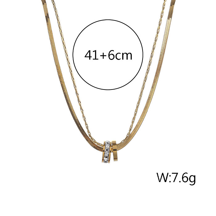 Elegant Lady Solid Color Stainless Steel  Platinum Plating 18K Gold Plated Necklace