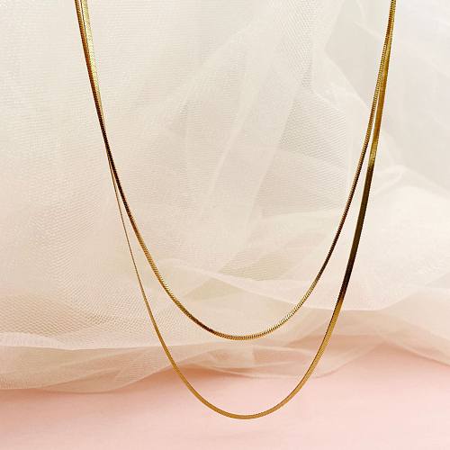 Fashion Solid Color Stainless Steel  Stainless Steel Plating Chain Layered Necklaces 1 Piece