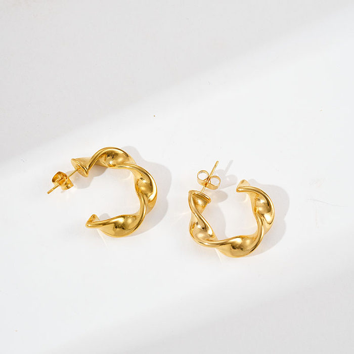 1 Pair Solid Color Solid Color Plating Stainless Steel  Gold Plated Earrings