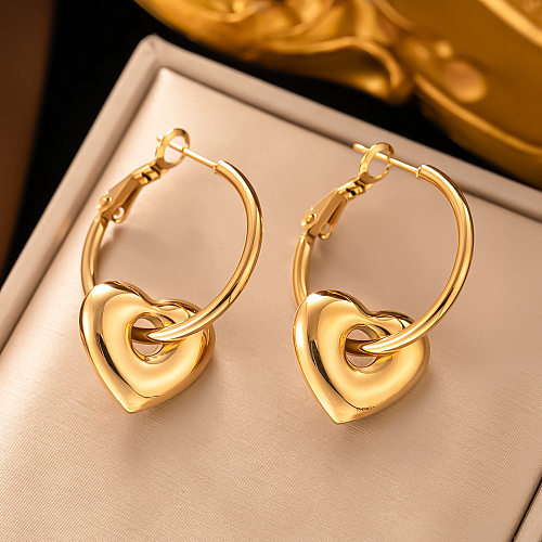 1 Pair Simple Style Heart Shape Ball Plating Stainless Steel 18K Gold Plated Earrings