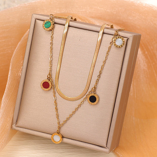 Modern Style Solid Color Stainless Steel Plating Pendant Necklace