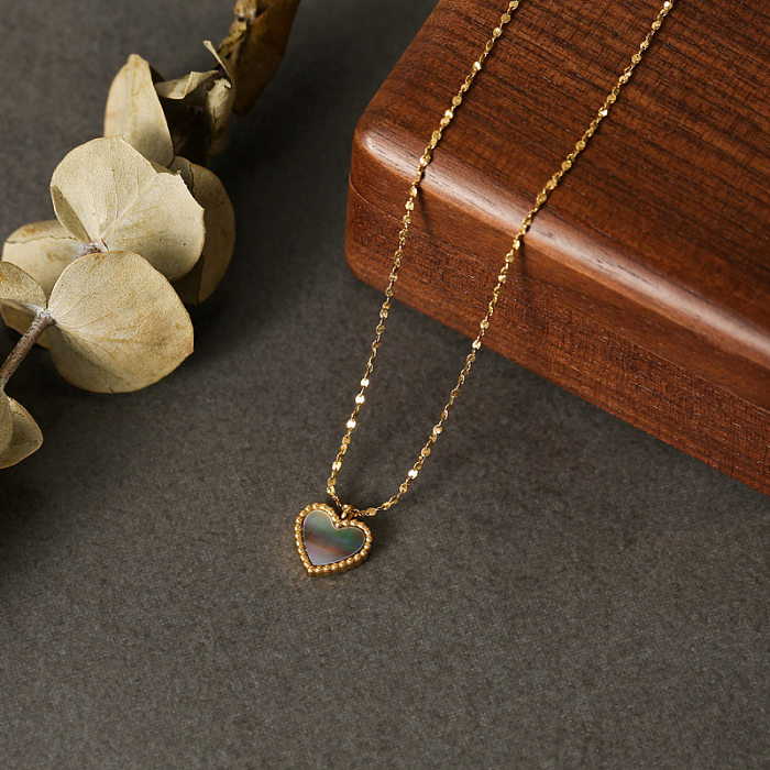 أزياء شكل قلب شل طلاء الفولاذ المقاوم للصدأ قلادة قلادة 1 قطعة