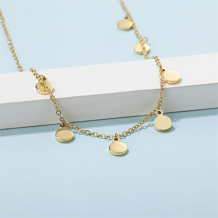 Casual Simple Style Classic Style Round Stainless Steel  Stainless Steel Plating Gold Plated Necklace