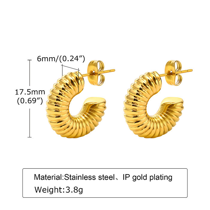 Retro C Shape Stainless Steel Plating Earrings 1 Pair