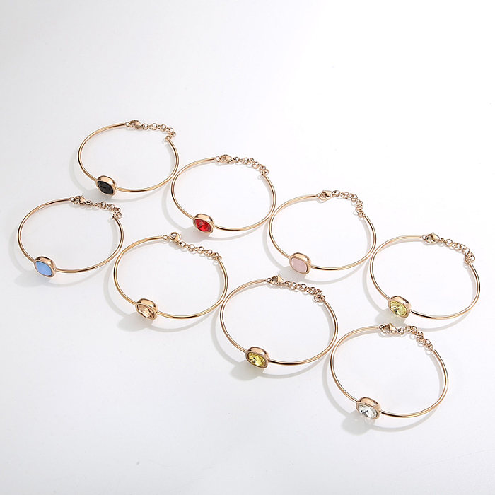 Retro-Armbänder im schlichten, quadratischen Titan-Stahl-Beschichtungs-Inlay-Edelstein-Glas-Stein mit 18 Karat vergoldet