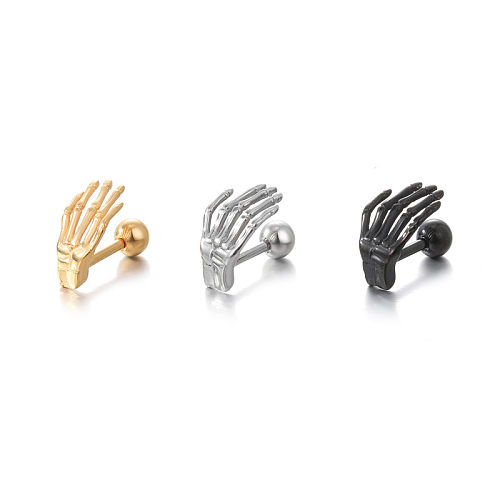Punk Hand Stainless Steel  Plating Ear Studs 1 Piece