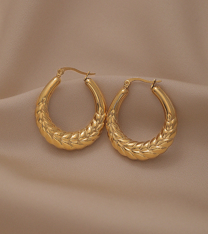 1 paire de boucles d'oreilles pendantes en acier inoxydable plaqué or, Style Simple, Style classique, placage torsadé