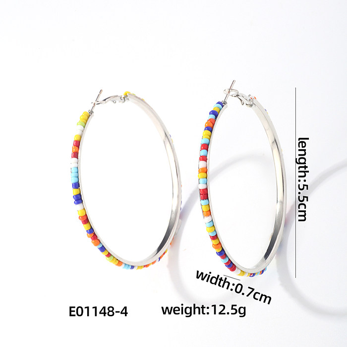 1 Paar lässige einfache Streetwear-Ohrringe mit geometrischer runder Beschichtung aus Edelstahl