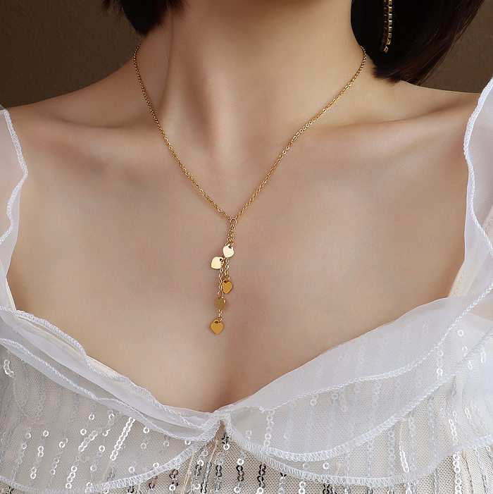 Vergoldete Halskette aus Edelstahl im einfachen Stil mit geometrischem Muster, 1 Stück