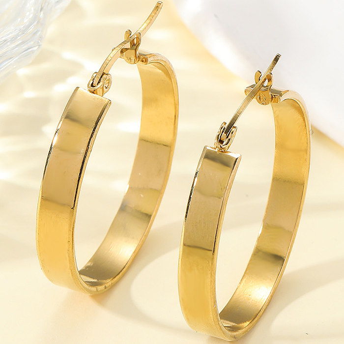 1 Paar schlichte Kreis-Ohrringe aus Edelstahl mit 18-Karat-Vergoldung