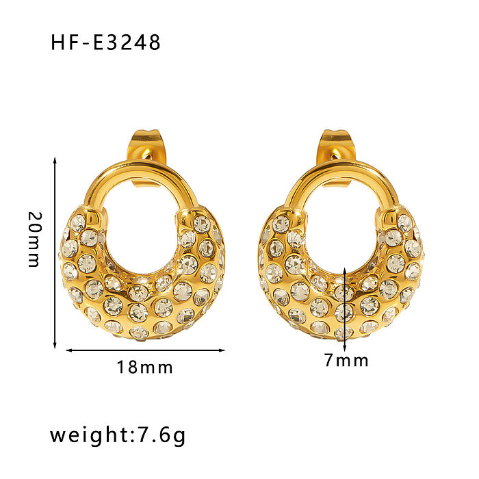 1 Pair Classic Style U Shape Crown Butterfly Plating Inlay Stainless Steel  Artificial Pearls Zircon 18K Gold Plated Earrings