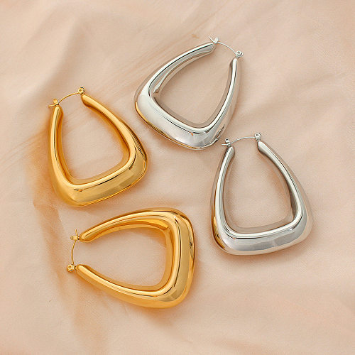1 paire de boucles d'oreilles créoles en acier inoxydable, Style Simple, plaqué en forme de U