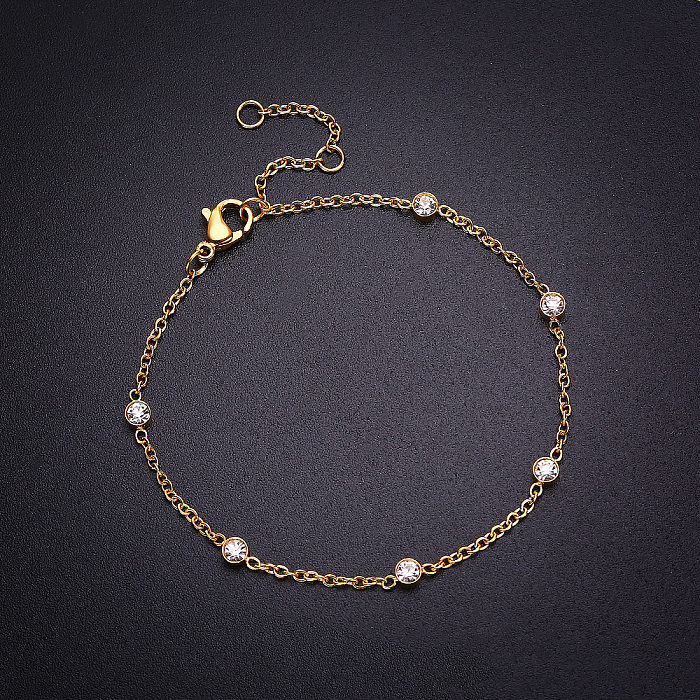 Bracelets géométriques en titane et acier plaqués en métal et Zircon, Style Simple à la mode