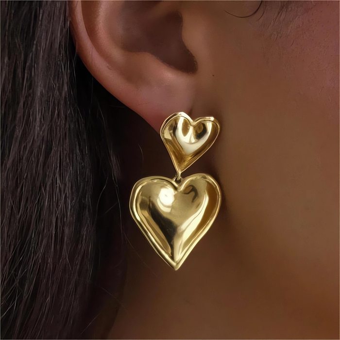 1 Pair Original Design Heart Shape Stainless Steel  Ear Studs