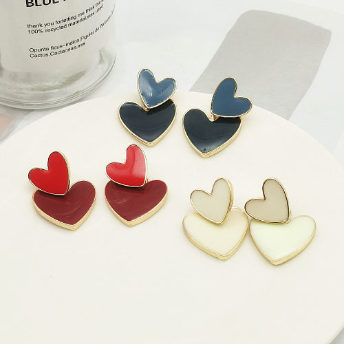 Pendientes de acero inoxidable con forma de corazón dulce 1 par