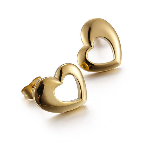 Boucles d'oreilles creuses en forme de cœur en acier inoxydable, bijoux à la mode, vente en gros