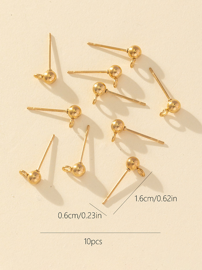 10 Pieces Simple Style Ball Stainless Steel  Ear Studs