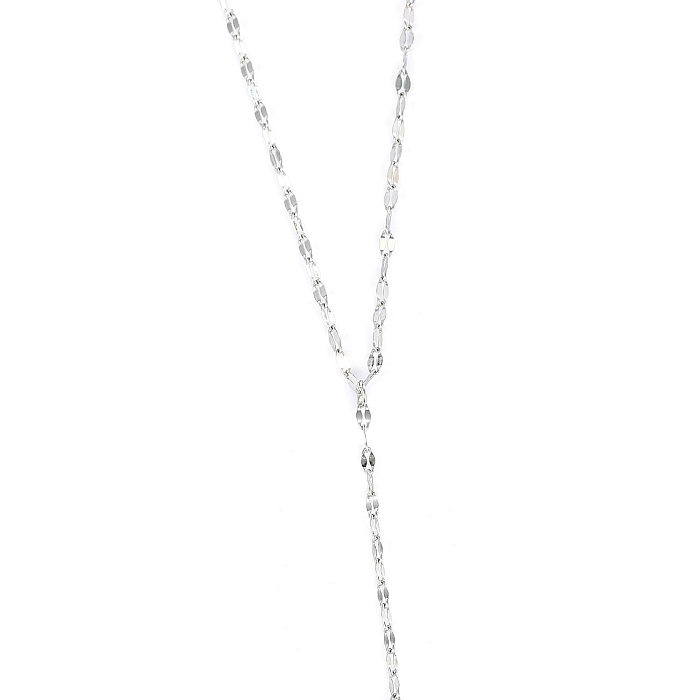 Geometrische Y-förmige Halskette mit langem Anhänger aus Edelstahl für Damen
