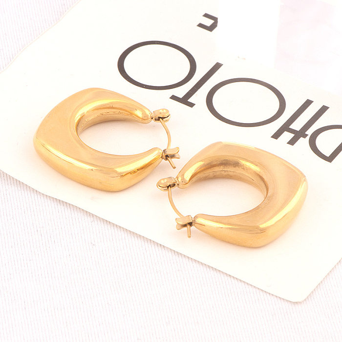 1 Pair Simple Style Geometric Plating Stainless Steel 18K Gold Plated Earrings