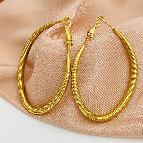 1 Pair Retro Solid Color Plating Stainless Steel  14K Gold Plated Earrings