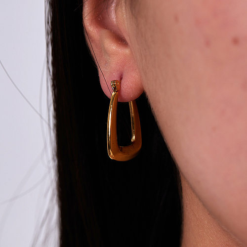1 Paar elegante U-förmige Ohrringe im klassischen Stil mit 18-Karat-Vergoldung aus Edelstahl