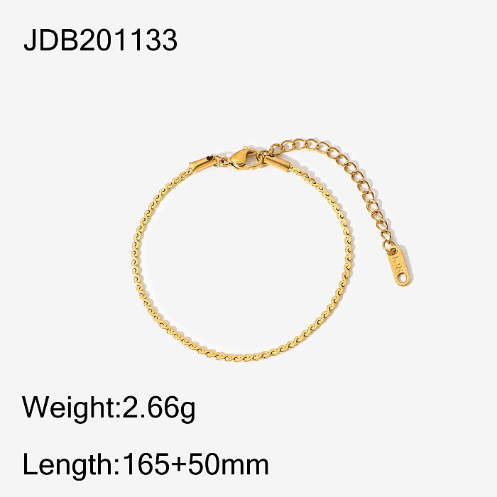 INS Style Fashion S-shaped Chain Jewelry Flat Folding Bracelet Anklet 18K Gold-plated Stainless Steel Necklace