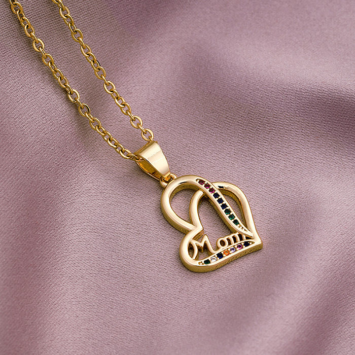 Halskette mit MAMA-Buchstaben-Anhänger aus Edelstahl mit Zirkon-Beschichtung