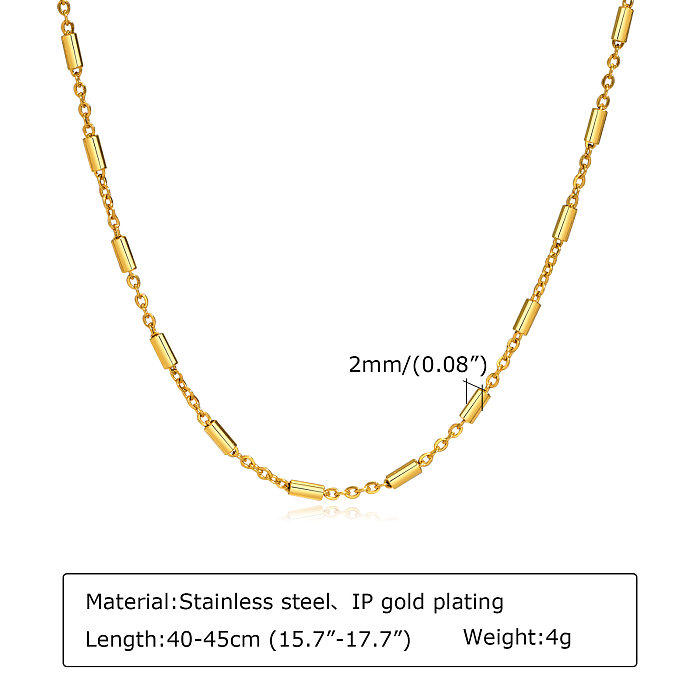 Wholesale Simple Style Solid Color Stainless Steel  18K Gold Plated Necklace