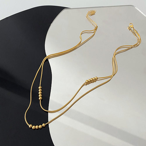 Einfache, mehrschichtige Halsketten mit einfarbiger Edelstahlbeschichtung und vergoldeten Schichten