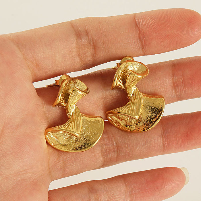 1 Pair Original Design Bow Knot Stainless Steel  Plating 18K Gold Plated Ear Studs