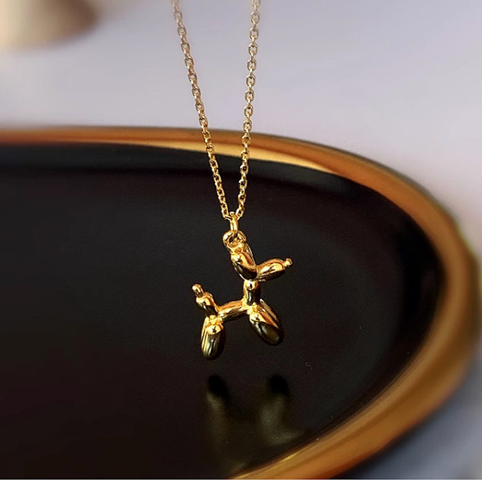 Casual Simple Style Dog Stainless Steel Plating 18K Gold Plated Pendant Necklace