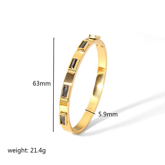Vintage Style Simple Style Circle Color Block Stainless Steel Polishing Plating 18K Gold Plated Bangle