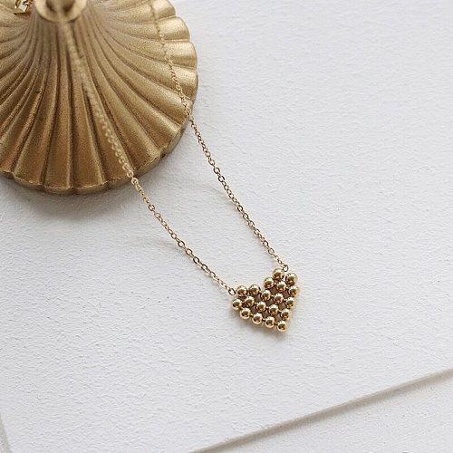 Fashion Simple Style Geometric Heart Shape Stainless Steel Plating Pendant Necklace