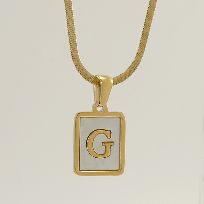 قلادة على شكل حرف فرنسي كاجوال مطلية بالفولاذ المقاوم للصدأ ومطلية بالذهب عيار 18 قيراط