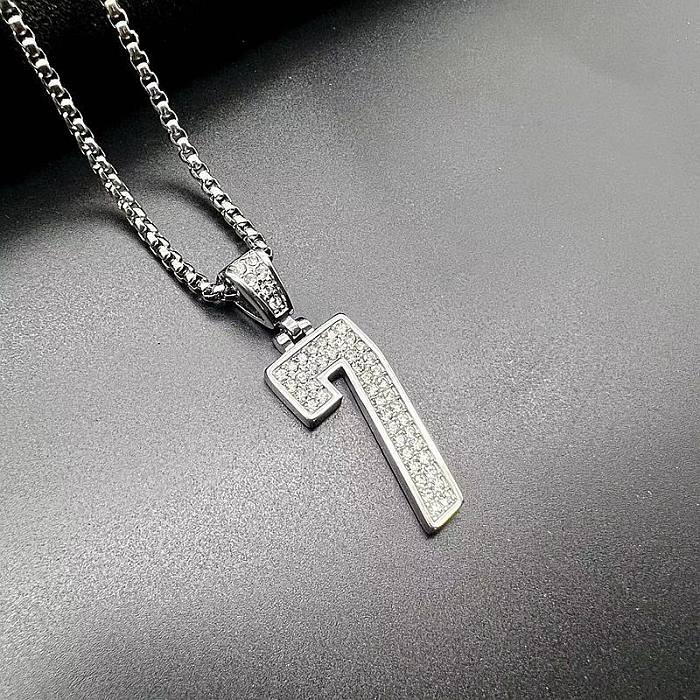 Hip-Hop Number Stainless Steel  Plating Pendants Necklace Pendant