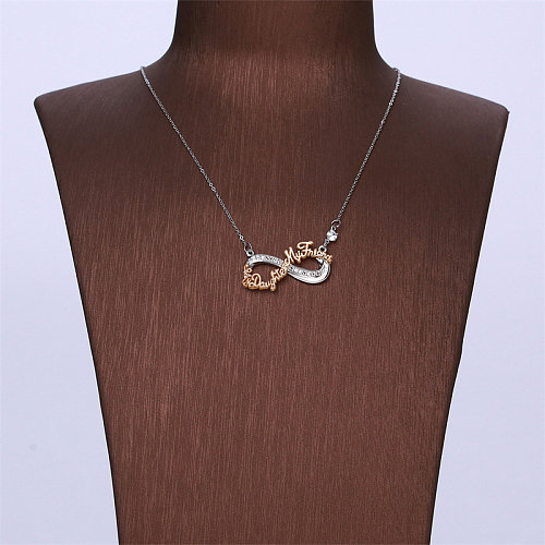 Casual Simple Style Letter Infinity Heart Shape Stainless Steel  Stainless Steel Copper Polishing Plating Inlay Zircon Rose Gold Plated White Gold Plated Necklace