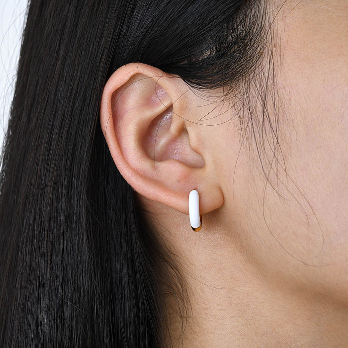 1 Pair IG Style Sweet Artistic Geometric Epoxy Stainless Steel  Earrings