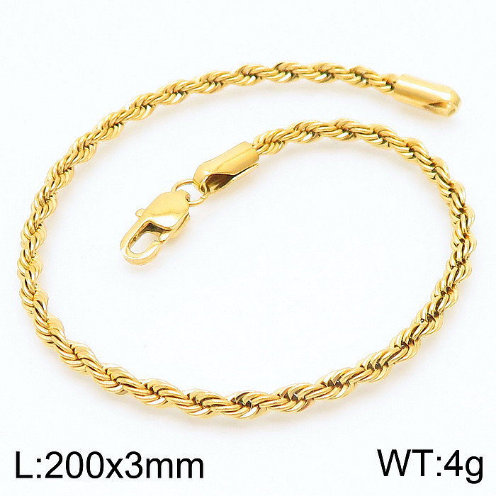 Bracelets en acier inoxydable à torsion de style simple plaquant des bracelets en acier inoxydable