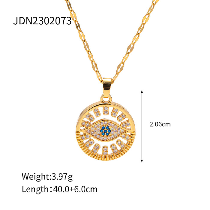 IG Style Devil'S Eye Stainless Steel  Plating Inlay Zircon 18K Gold Plated Pendant Necklace