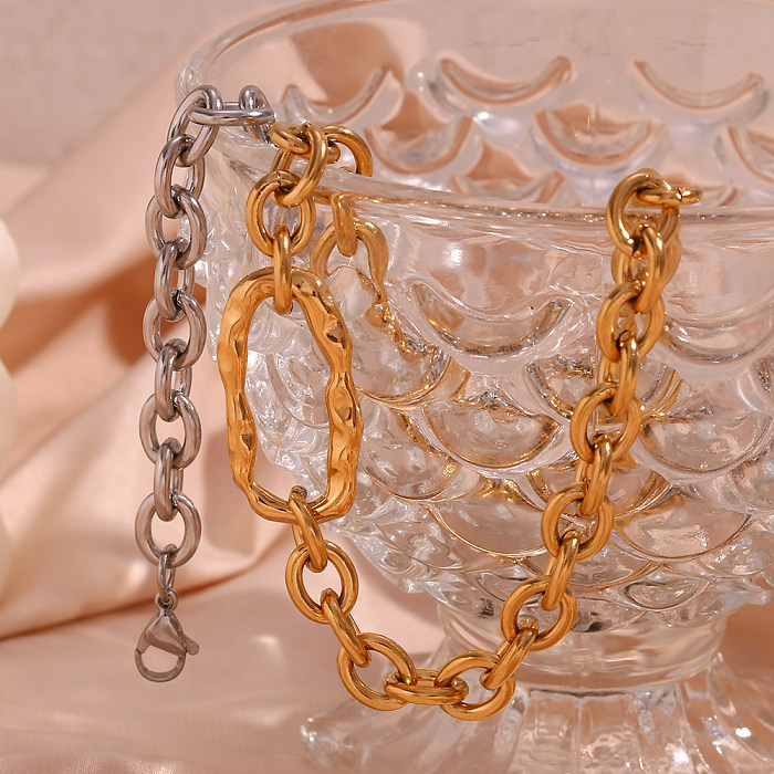 Colar banhado a ouro 18K oval de aço inoxidável estilo clássico estilo simples