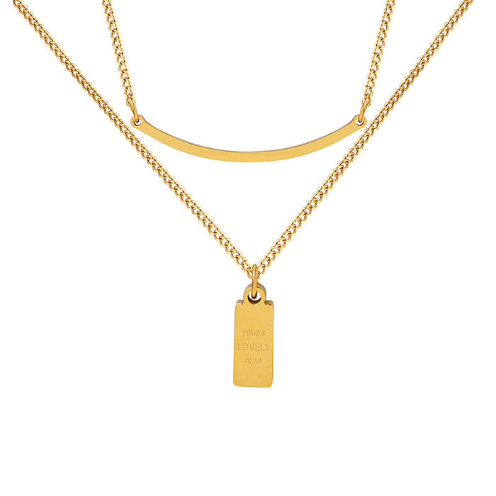 Collares en capas chapados en oro de acero inoxidable geométrico de estilo simple